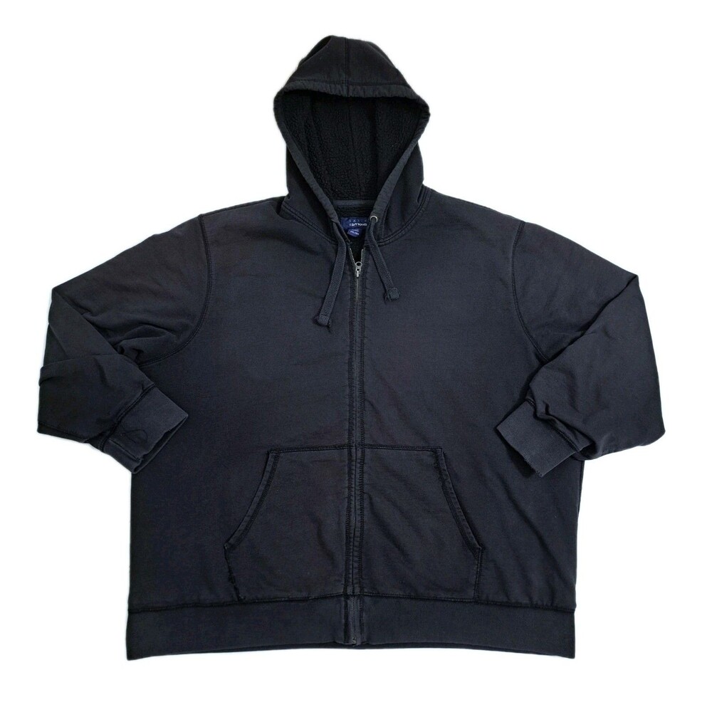 Basic Editions 2XL Men’s Fleece Lined Hoodie Zip Black Workwear Heavyweight